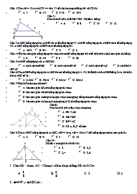 Kiểm tra 15 phút chương 3 môn Hình học 8